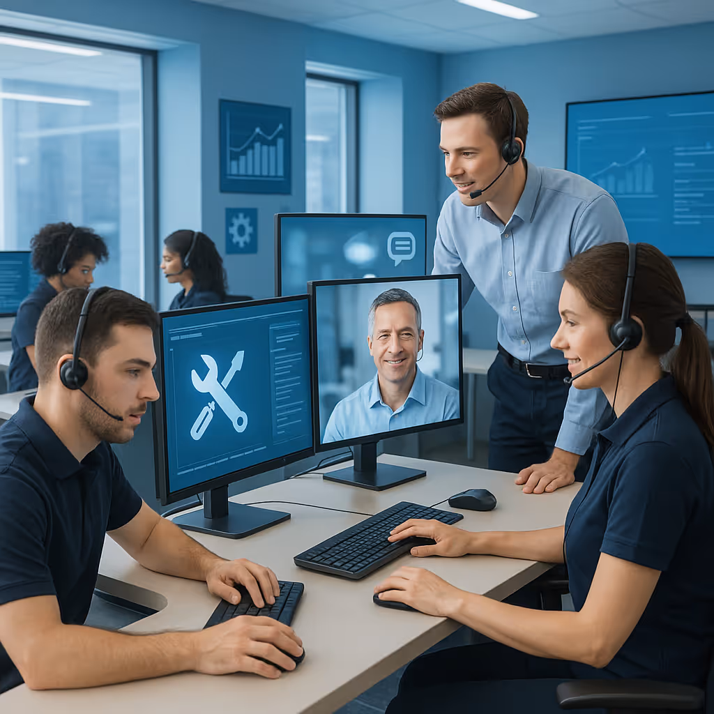 Técnico trabajando con herramientas en un entorno de desarrollo